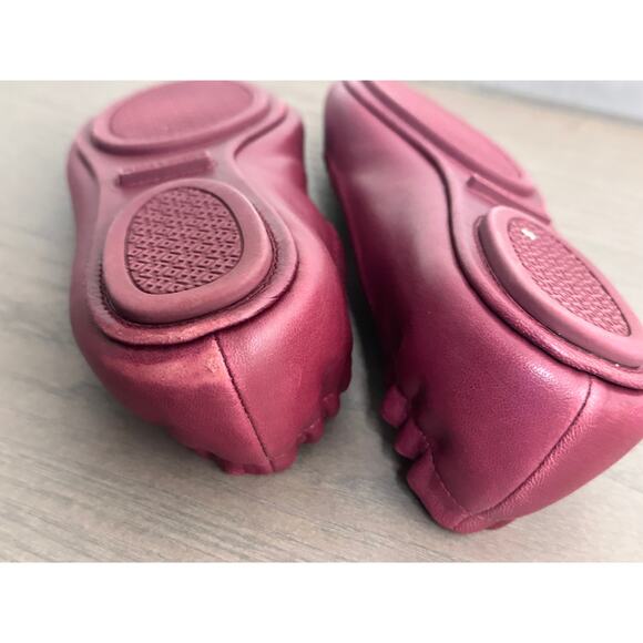 Tory Burch Minnie Travel Flats In Burgundy Leather Flats Loafers - Picture 3 of 5